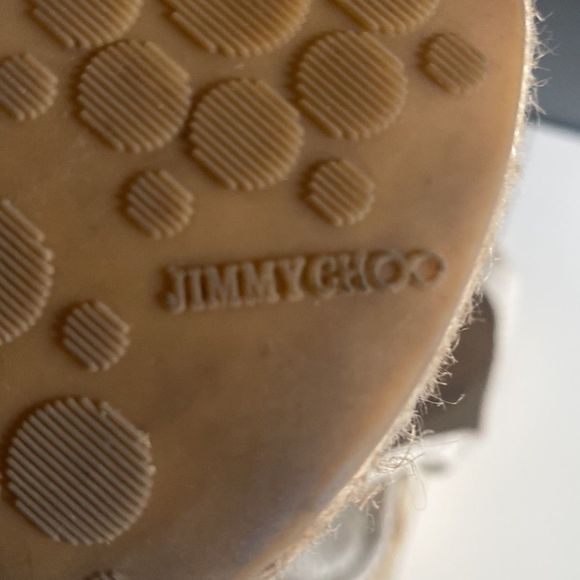 Jimmy Choo White Faux Snakeskin Sling Back Peep Toe Wedge - Picture 8 of 11